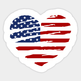 American Flag Heart Shirt, USA Flag Heart Shirt, American Flag Woman T-shirt, Heart USA Flag Distressed, USA Women Shirt Sticker